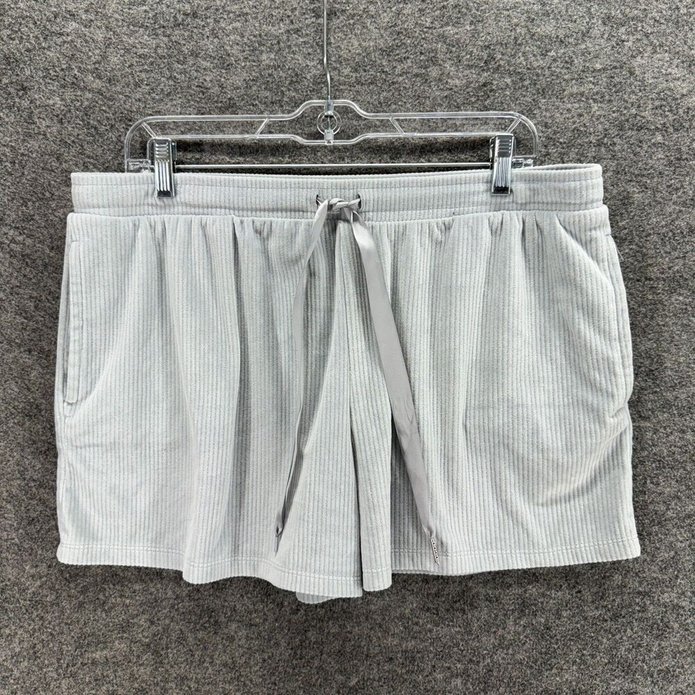 Jaclyn Shorts Women XL Gray Striped High Rise Chino Drawstring Pockets Casual